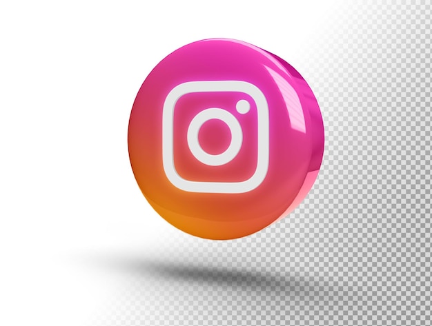 PSD gratuit logo instagram lumineux sur un cercle 3d réaliste