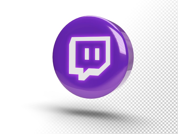 PSD gratuit logo twitch lumineux sur un cercle 3d réaliste