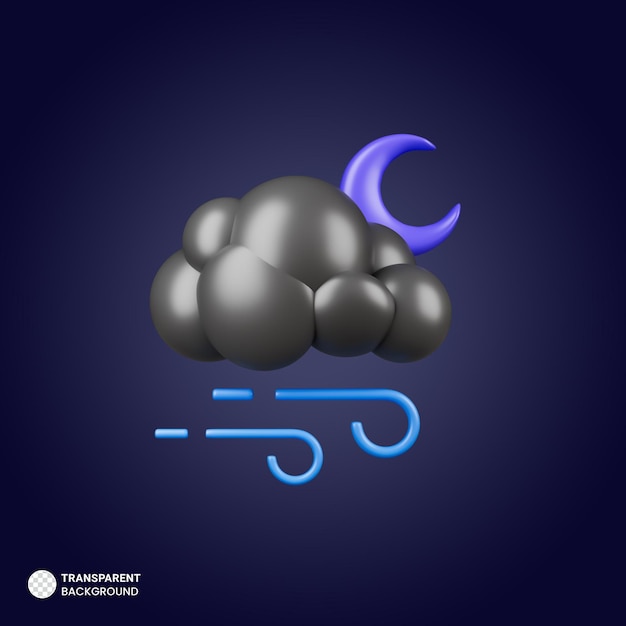 PSD gratuit lune avec l'icône de nuage de pluie illustration de rendu 3d