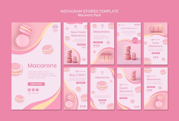 PSD gratuit macarons pack histoires instagram