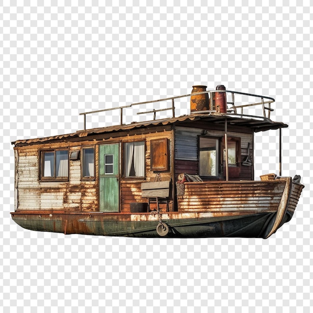 PSD gratuit maison de bateau isolée sur un fond transparent