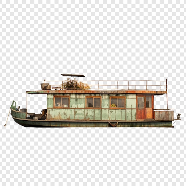 PSD gratuit maison de bateau isolée sur un fond transparent