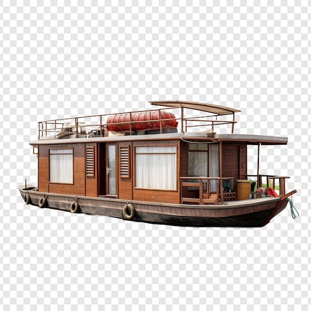 PSD gratuit maison de bateau isolée sur un fond transparent