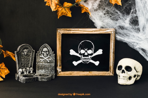 PSD gratuit maquette d&#39;ardoise halloween décorative