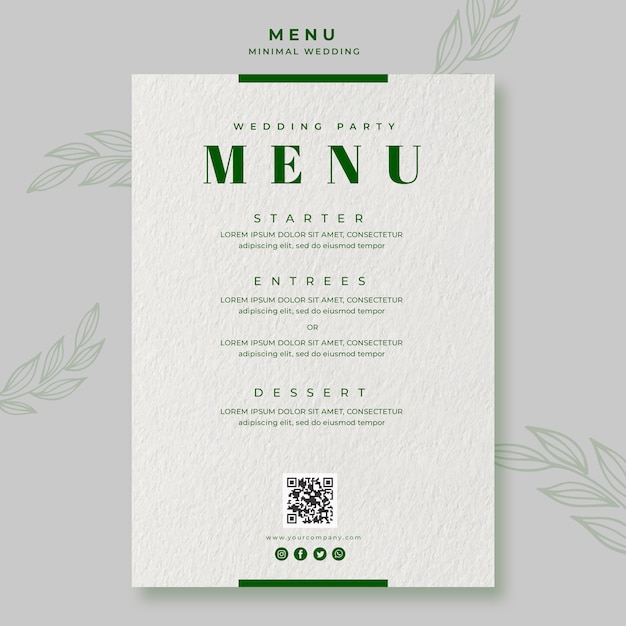 PSD gratuit mariage minimal enregistrer le modèle de menu de date