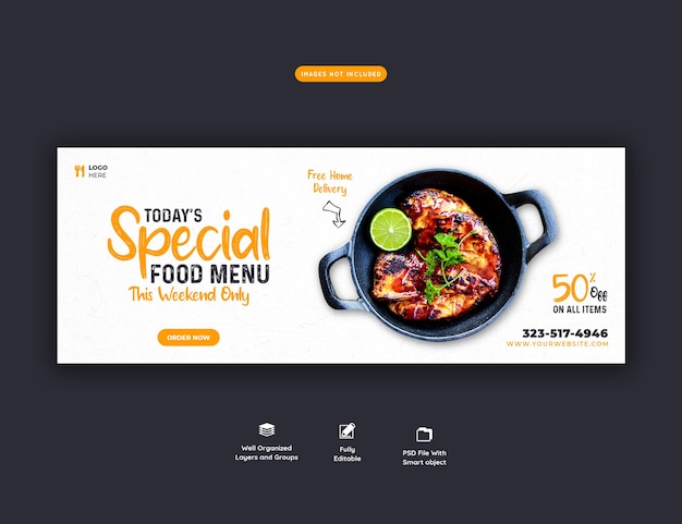 PSD gratuit menu de nourriture et modèle de couverture de médias sociaux de restaurant