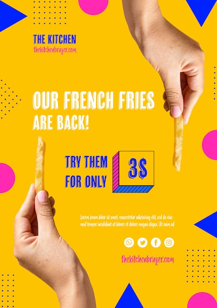 PSD gratuit menu de présentation des frites