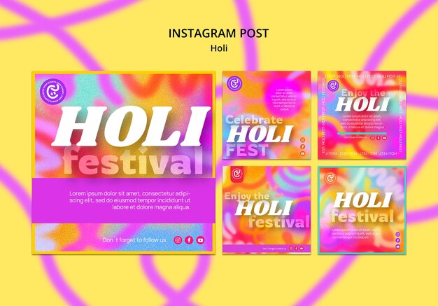 Messages instagram de célébration du festival holi