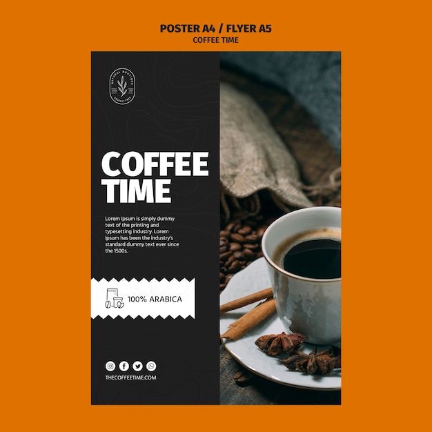 Modèle d'affiche Arabica Coffee Time