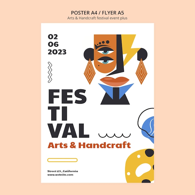 PSD gratuit modèle d'affiche d'art et d'artisanat