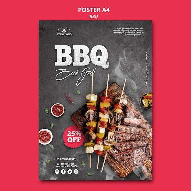 Modèle d'affiche barbecue