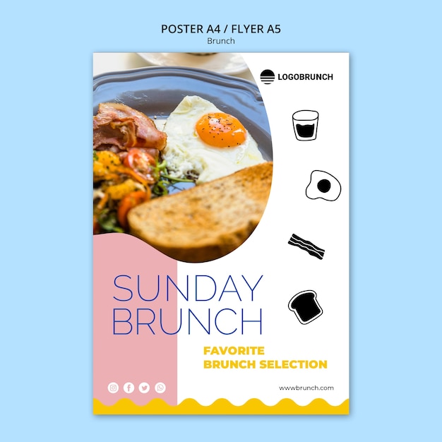 PSD gratuit modèle d'affiche de brunch du dimanche