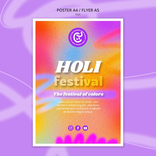 Modèle d'affiche de célébration du festival holi