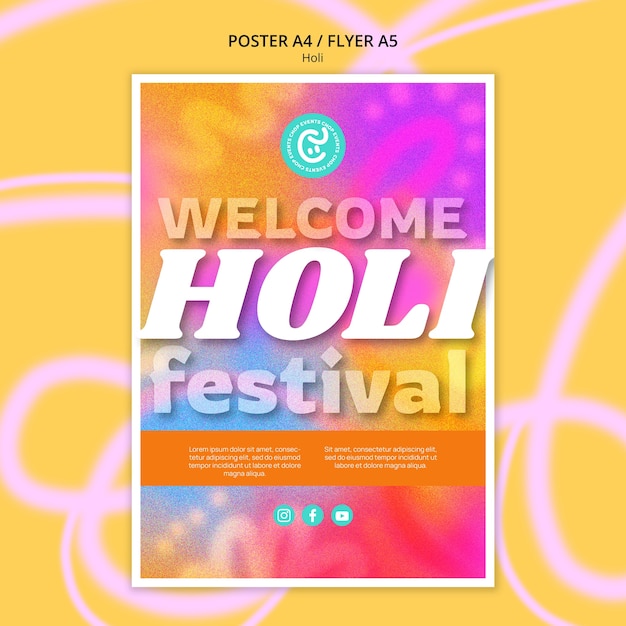 Modèle d'affiche de célébration du festival holi