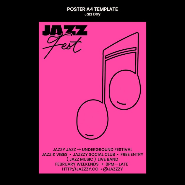 PSD gratuit modèle d'affiche de célébration du jour du jazz.