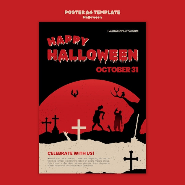 PSD gratuit modèle d'affiche de célébration d'halloween