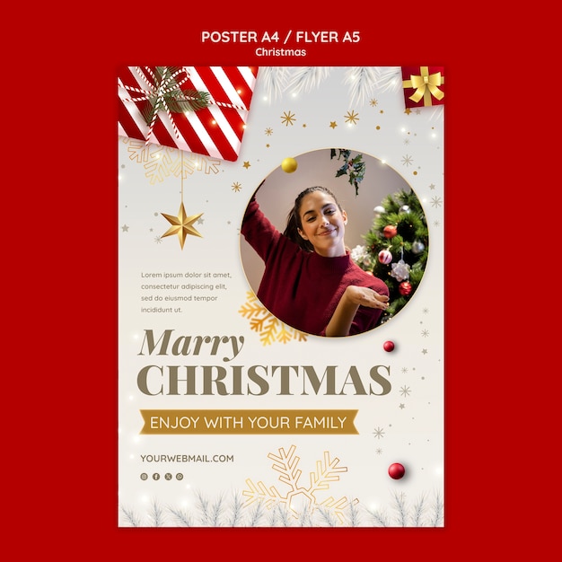 PSD gratuit modèle d'affiche de célébration de noël