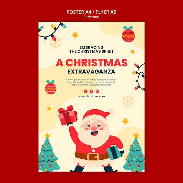 PSD gratuit modèle d'affiche de célébration de noël