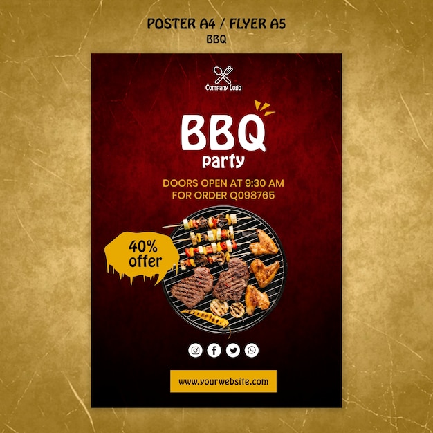 Modèle d'affiche de concept de barbecue