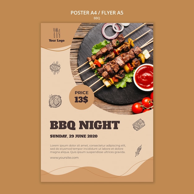 Modèle d'affiche de concept de barbecue