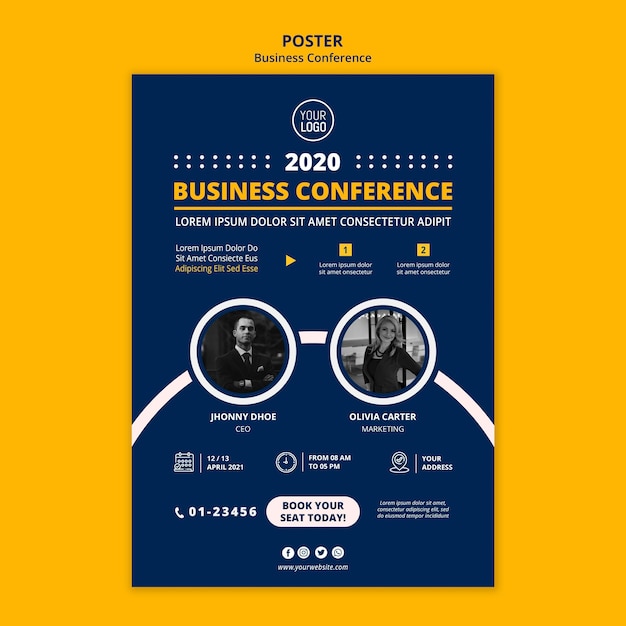 Modèle d'affiche de concept de conférence commerciale