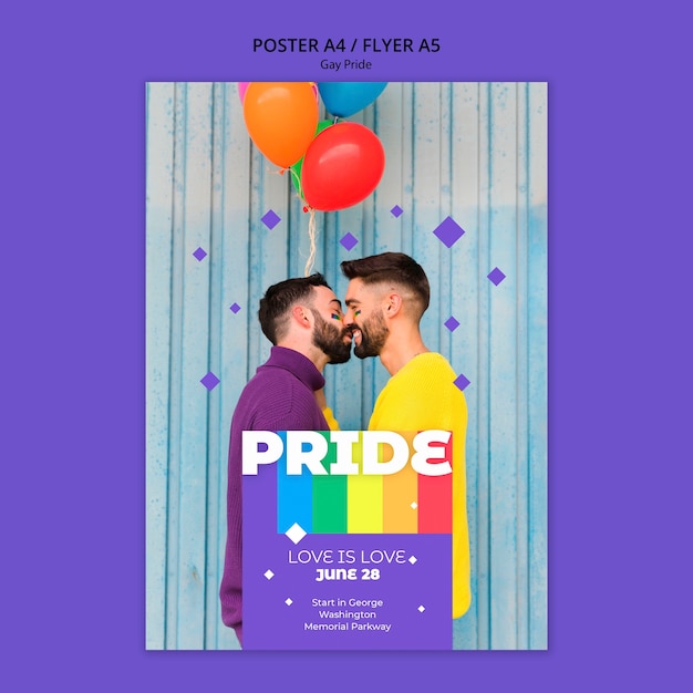 PSD gratuit modèle d'affiche de concept gay prinde