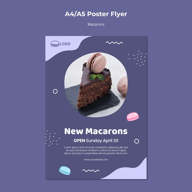 PSD gratuit modèle d'affiche de concept de macarons