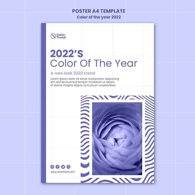 PSD gratuit modèle d'affiche de la couleur de l'année 2022