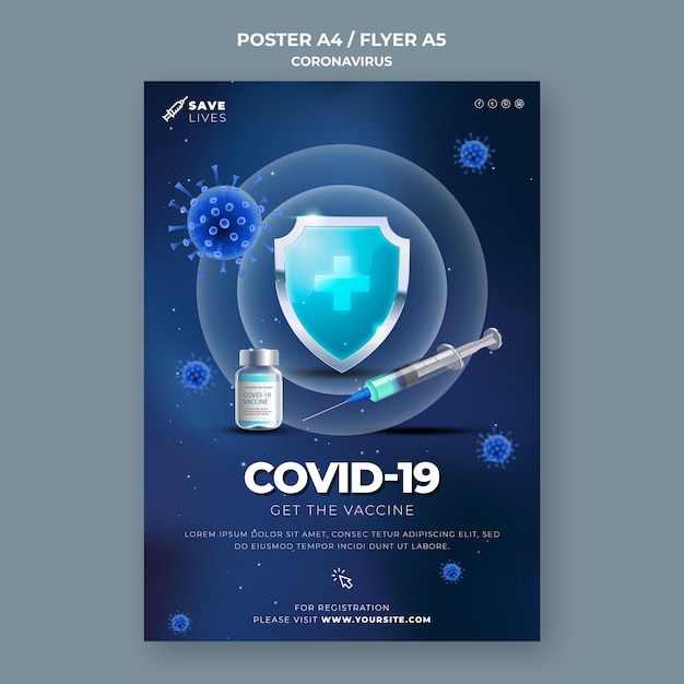 PSD gratuit modèle d'affiche covid 19