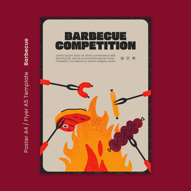 PSD gratuit modèle d'affiche de délicieux barbecue