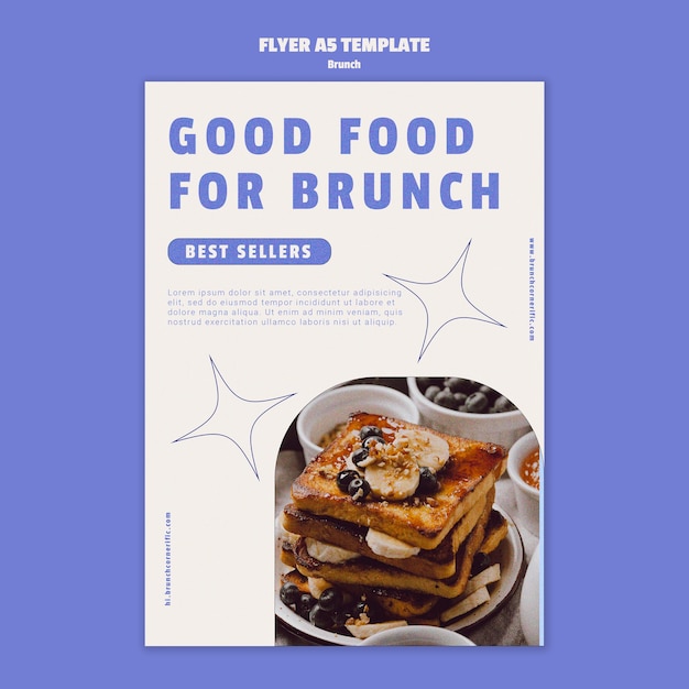 PSD gratuit modèle d'affiche de délicieux brunch dessiné à la main