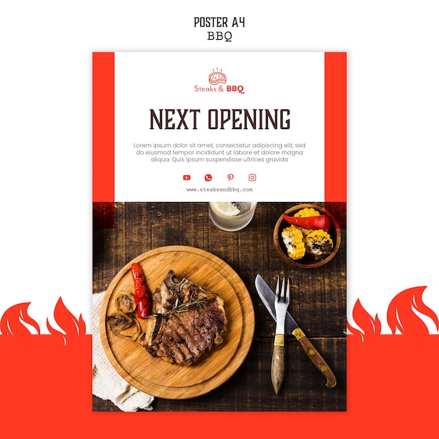 PSD gratuit modèle d'affiche avec design barbecue