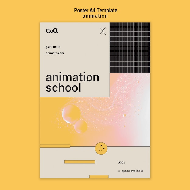 Modèle d'affiche d'école d'animation