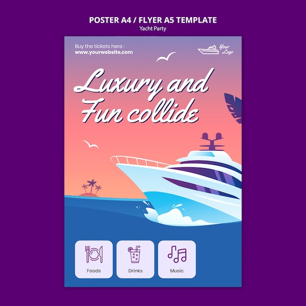 PSD gratuit modèle d'affiche de fête de yacht