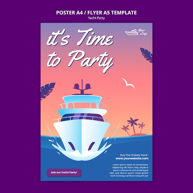 PSD gratuit modèle d'affiche de fête de yacht