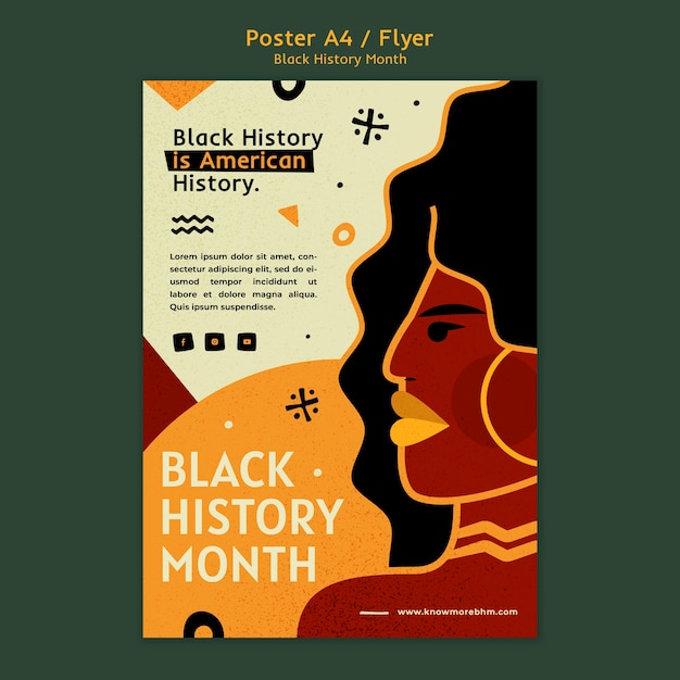 PSD gratuit modèle d'affiche ou de flyer du mois de l'histoire des noirs