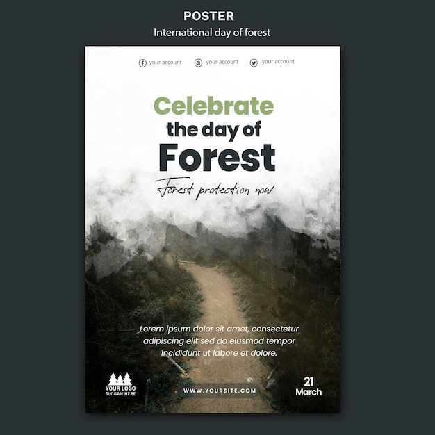 PSD gratuit modèle d'affiche de la journée mondiale de la forêt