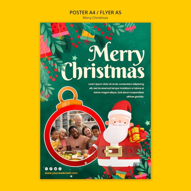 PSD gratuit modèle d'affiche joyeux noël