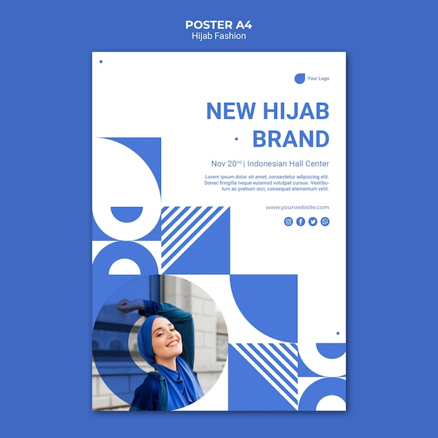 PSD gratuit modèle d'affiche de mode hijab