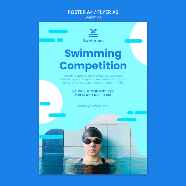 PSD gratuit modèle d'affiche de natation