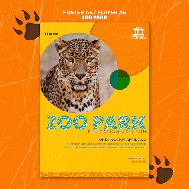 Modèle d'affiche de parc zoologique