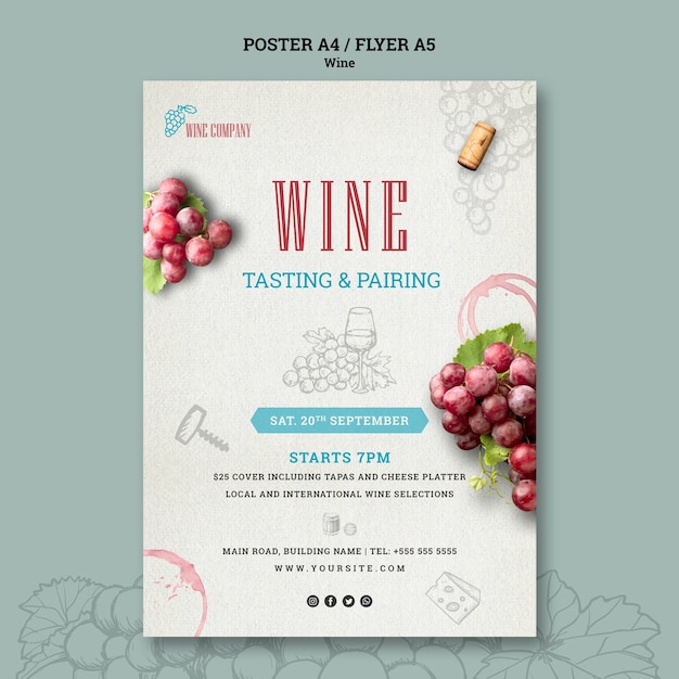 Modèle d'affiche pour la dégustation de vin