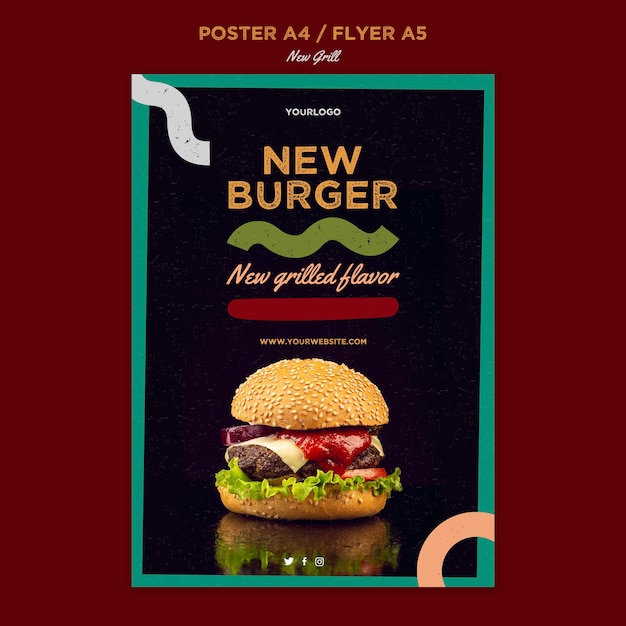 Modèle d'affiche pour restaurant de hamburgers