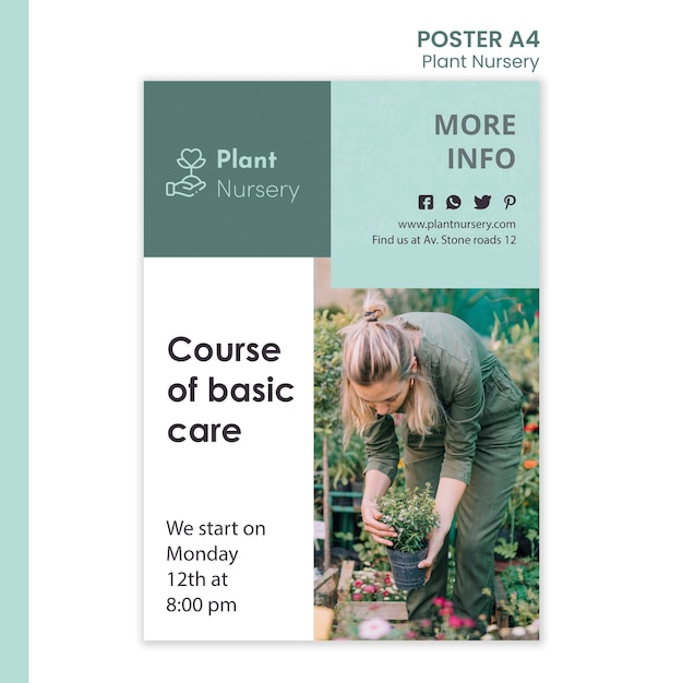 PSD gratuit modèle d'affiche publicitaire de pépinière de plantes