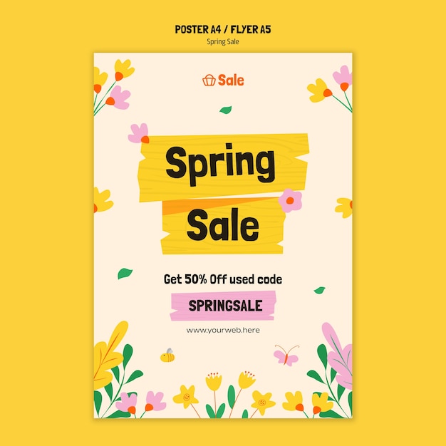 PSD gratuit modèle d'affiche de réduction de vente de printemps