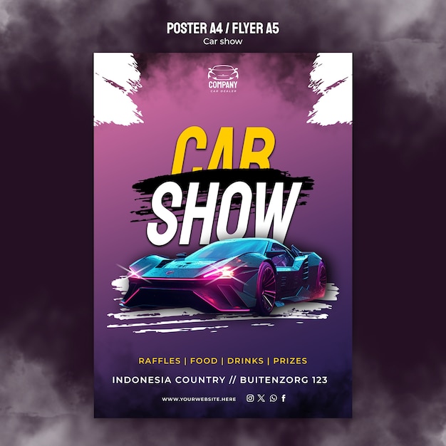 PSD gratuit modèle d'affiche de salon automobile