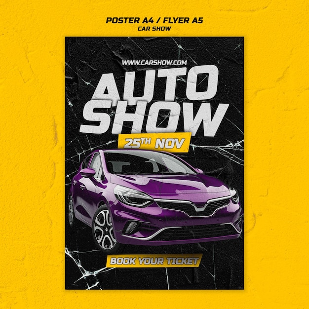 PSD gratuit modèle d'affiche de salon automobile