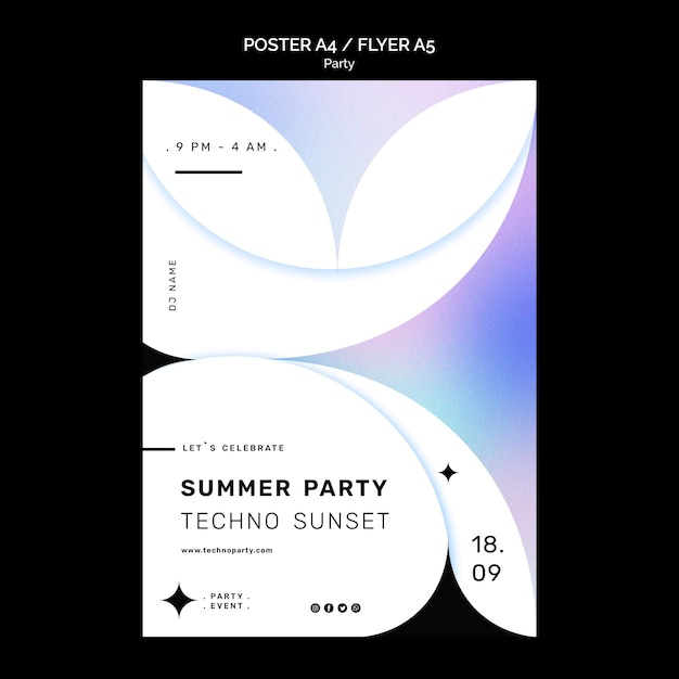 PSD gratuit modèle d'affiche de soirée techno