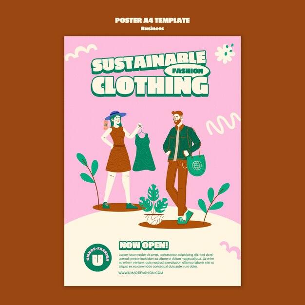 Modèle d'affiche verticale de magasin de mode lente durable