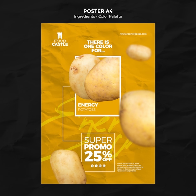 PSD gratuit modèle d'affiche verticale avec pomme de terre